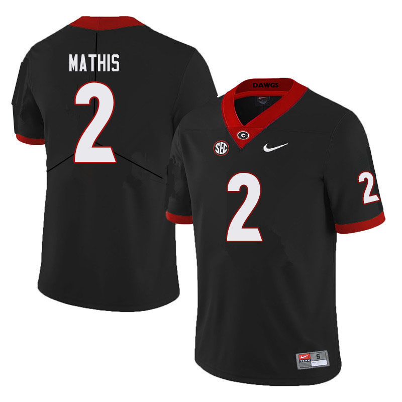 Men #2 D'Wan Mathis Georgia Bulldogs College Football Jerseys Sale-Black